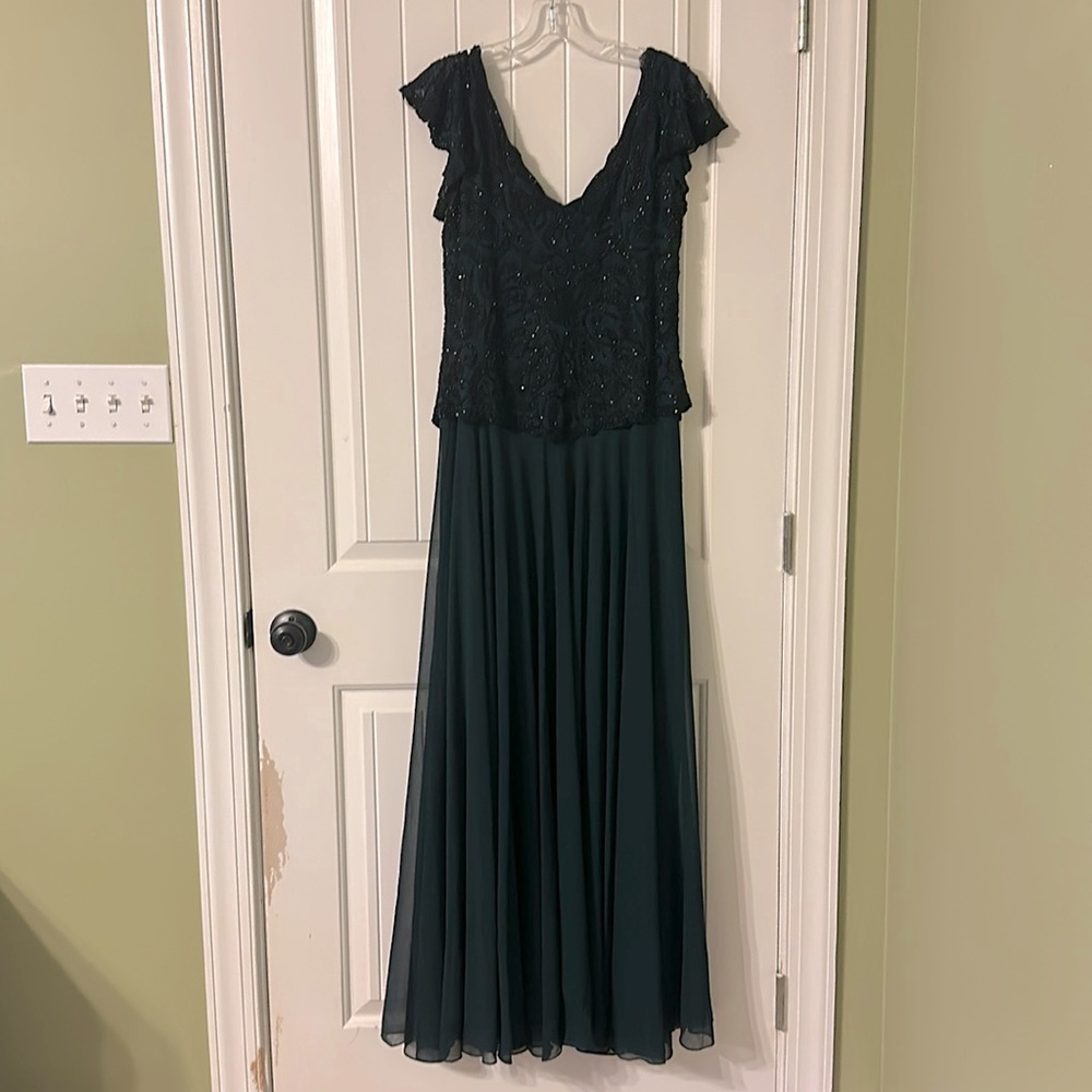 Beautiful J Kara Beaded Emerald Green Dress